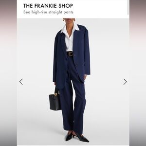 EUC THE FRANKIE SHOP Bea High-rise Straight Pants in Navy Dark Blue Size Small S